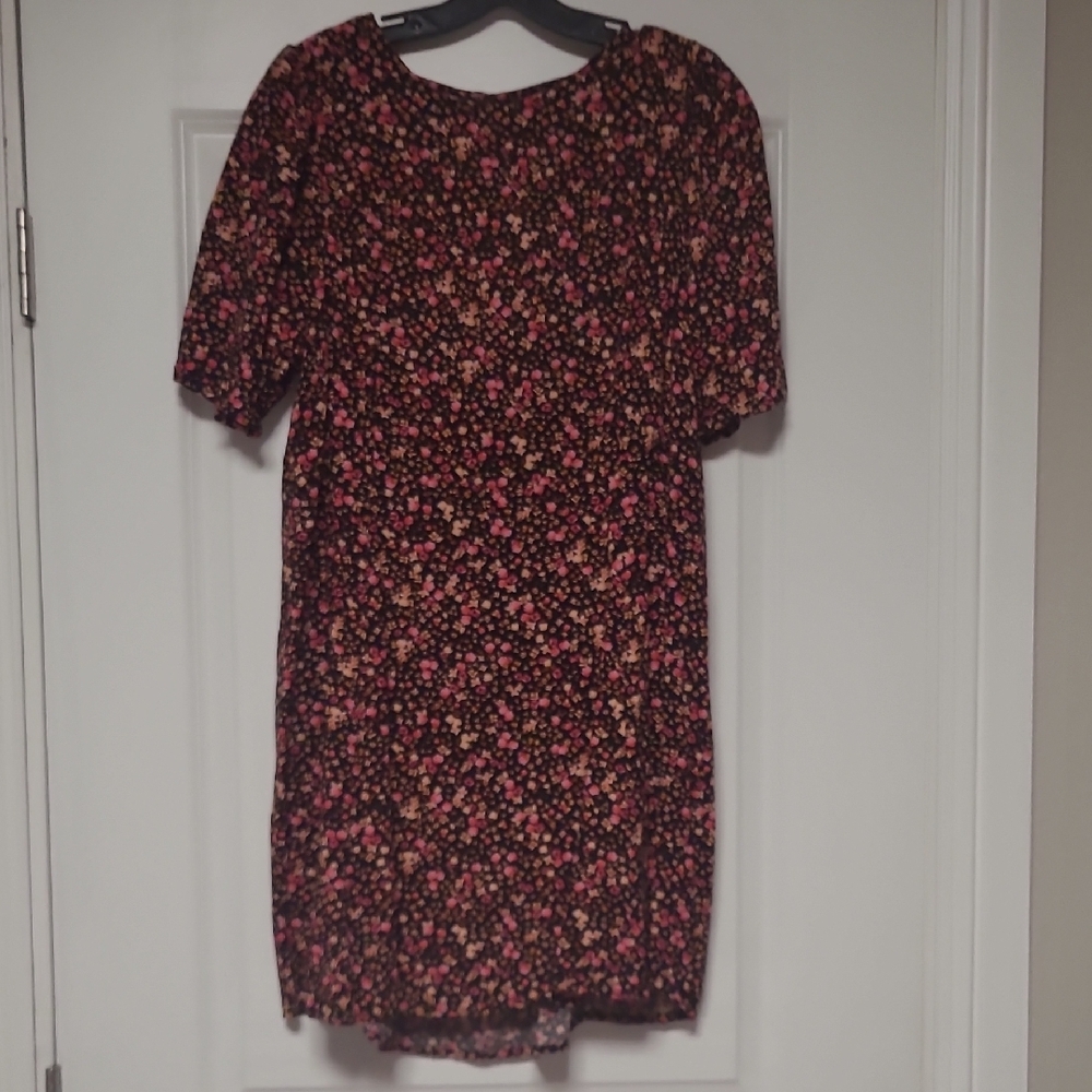 Old Navy Pink and Orange Puff Sleeve Sheath Dress